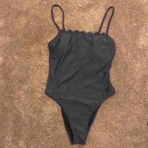 Cupshe one piece. Spaghetti straps, scalloped neckline, lightly padded bra, M.